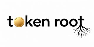Token Root logo featuring golden coin replacing the O and root system illustration